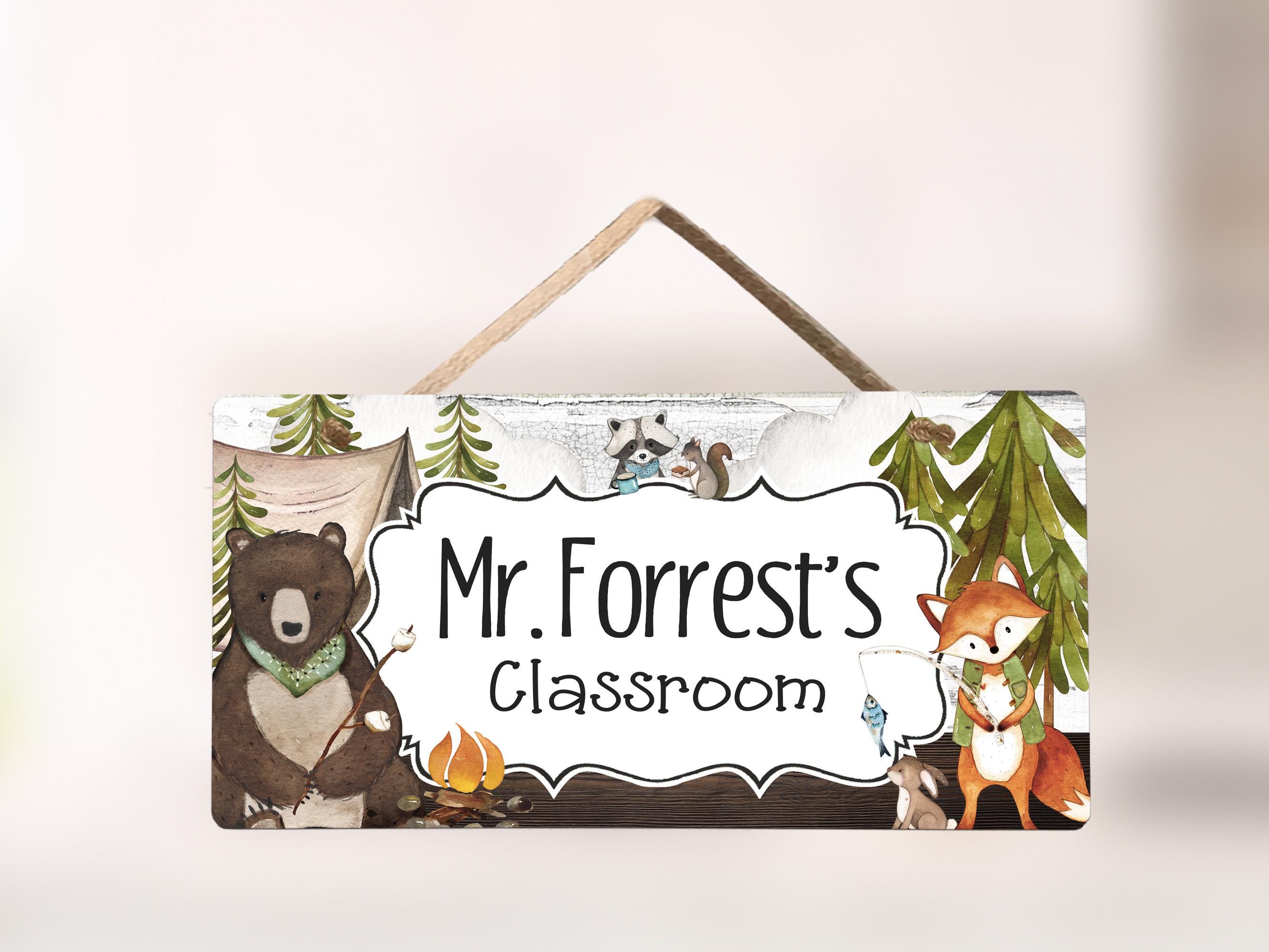 Teacher Door Sign Woodland Classroom Decor NATURE Name Sign Gift for ...