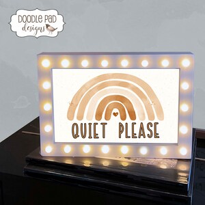 Boho Rainbow Classroom Light Up &quot;Quiet Time&quot; Box Sign with customizable text