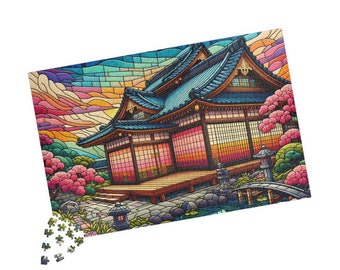 Japanisches Haus - Bunte Puzzle-Kunst | 500-1000 Stück