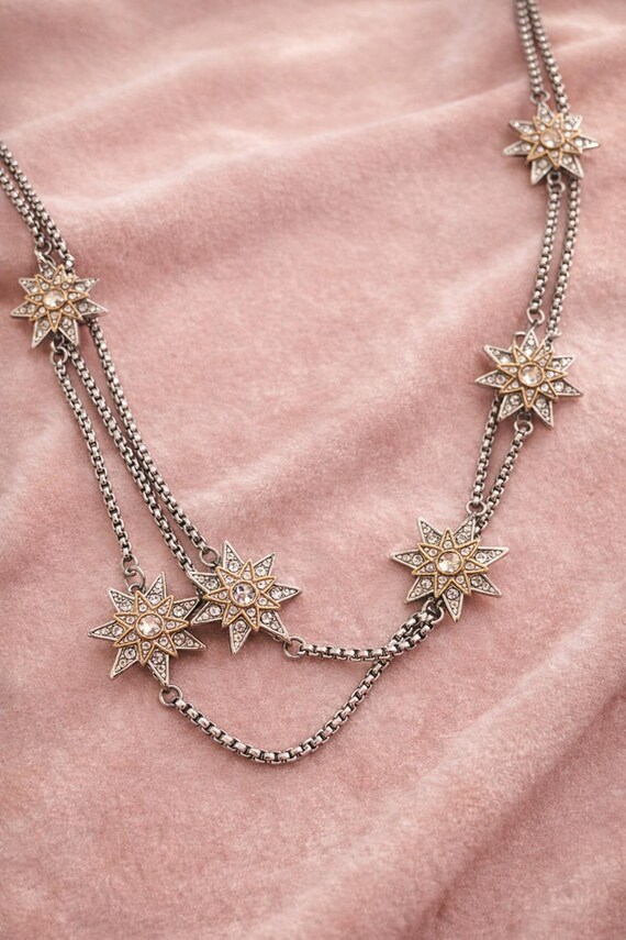 Celestial Starburst Statement Necklace – Silver &… - image 2