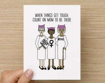 When Things Get Rough, Count on Mom Women's March Political Recycled Paper Folded Greeting Card