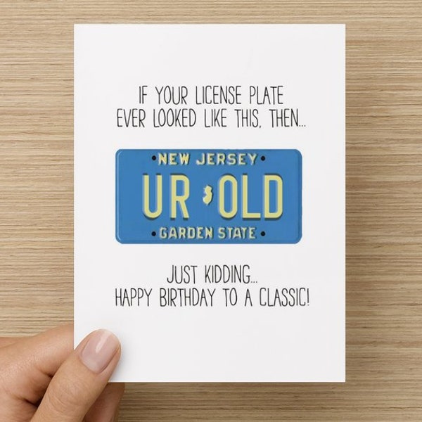 Classic New Jersey License Plate Recycled Paper Folded Birthday Card