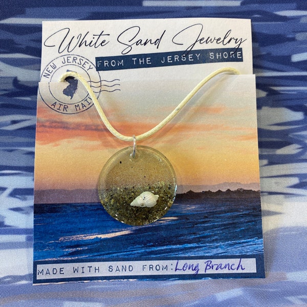 White Sand Jewelry from the Jersey Shore (Long Branch) - 1.25” Circular Pendant