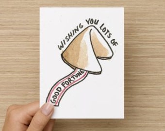 Good Fortune Wishes Recycled Paper Folded Greeting/Birthday Card