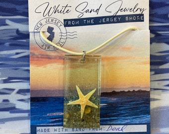 White Sand Jewelry from the Jersey Shore (Deal) - 1 x 2” Rectangular Pendant