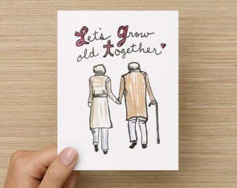 Let's Grow Old Together Recycled Valentine's Day or Anniversary Folded Greeting Card