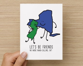 Let's Be Friends New York and New Jersey Folded Greeting Card