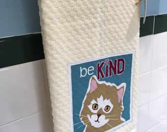 Be Kind Brown / Beige Cat Guest Serviette à main