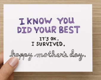 Honest Mother's Day Forgiveness Recycled Paper Folded Greeting Card