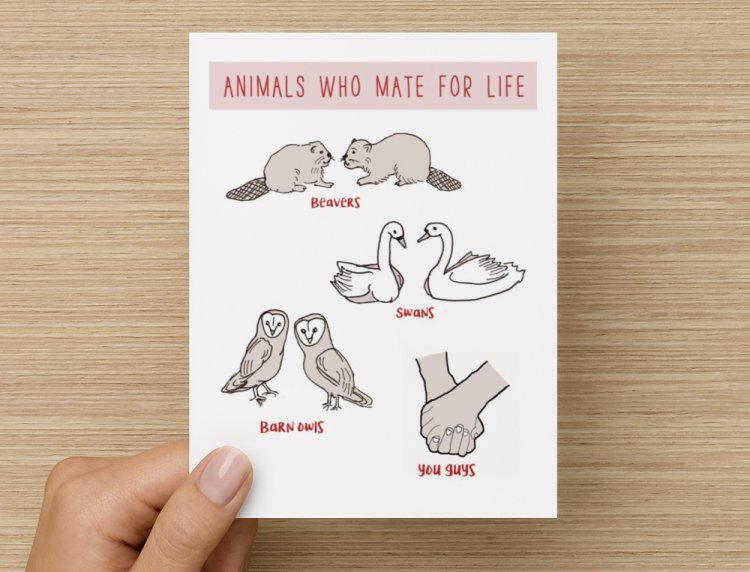Animals Who Mate for Life Anniversary or Wedding Folded - Etsy Animals Who Mate for Life Anniversary or Wedding Folded - Etsy