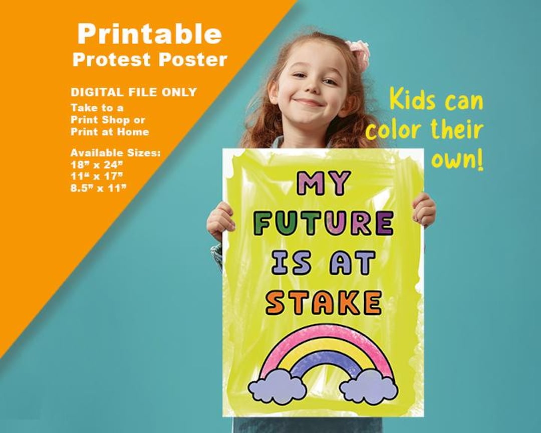 Printable Kids Protest Poster | Color Your Own | Print at Home or at ...