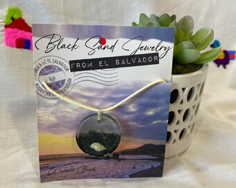 Black Sand Jewelry from El Salvador - 1.25” Circle Pendant