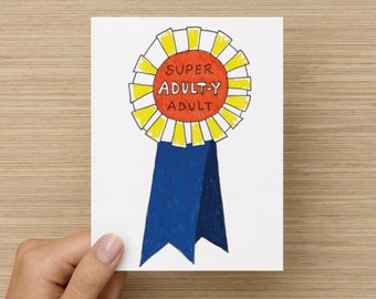 Super Adult-y Adult Recycled Paper Folded Greeting Card