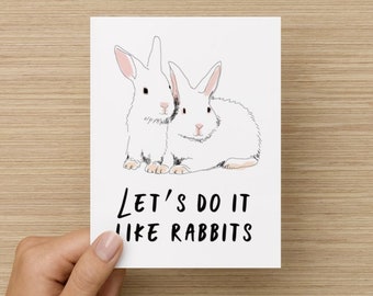 Let's Do It Like Rabbits Recycled Valentine's Day Love or Anniversary Folded Greeting Card