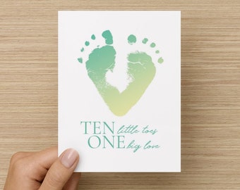 Ten Little Toes One Big Love Baby Congratulations Recycled Paper Folded Greeting Card