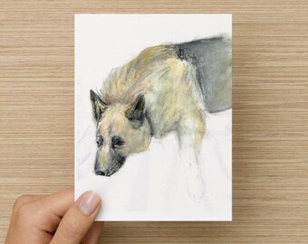 Deutscher Schäferhund Pastell Recyclingpapier Klappkarte