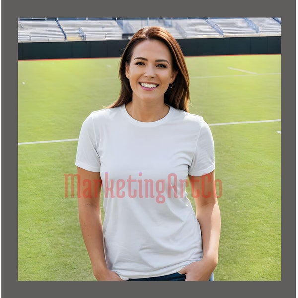 White T-Shirt Mockup, White Gildan 5000 Mockup, African American Hispanic Female Model Mockup, DIGITAL PRODUCT