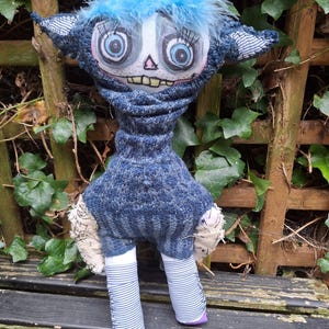 Baa. Rag doll handmade plush soft stuffed doll monster. Fabricated from upcycled fabrics. Whimsical cute face. Ooak art doll. Handmade doll.