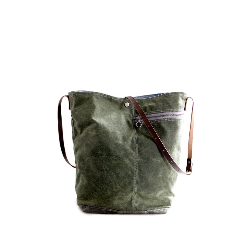 2 in Sage Green waxed canvas Tote no