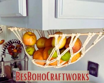 Macrame Hanging Fruit Basket Under Cabinet Fruit and Vegetable Hammock Storage And Organization Kitchen Counter Space Saver Kitchen&Dining