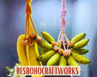Macrame Banana Hanger Banana Hammock Fruit Holder Produce Storage Fruit Hammock Banana Holder Hanging Fruit Basket Kitchen Storage