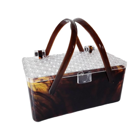 Vintage Tortoiseshell Bag, Plastic Lucite, with Ha
