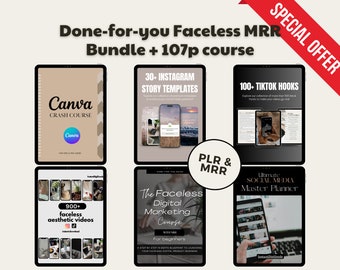 Faceless MRR Vault, digital marketing course, faceless videos, plr ,master resell rights,sell on etsy, tiktok,private label rights,