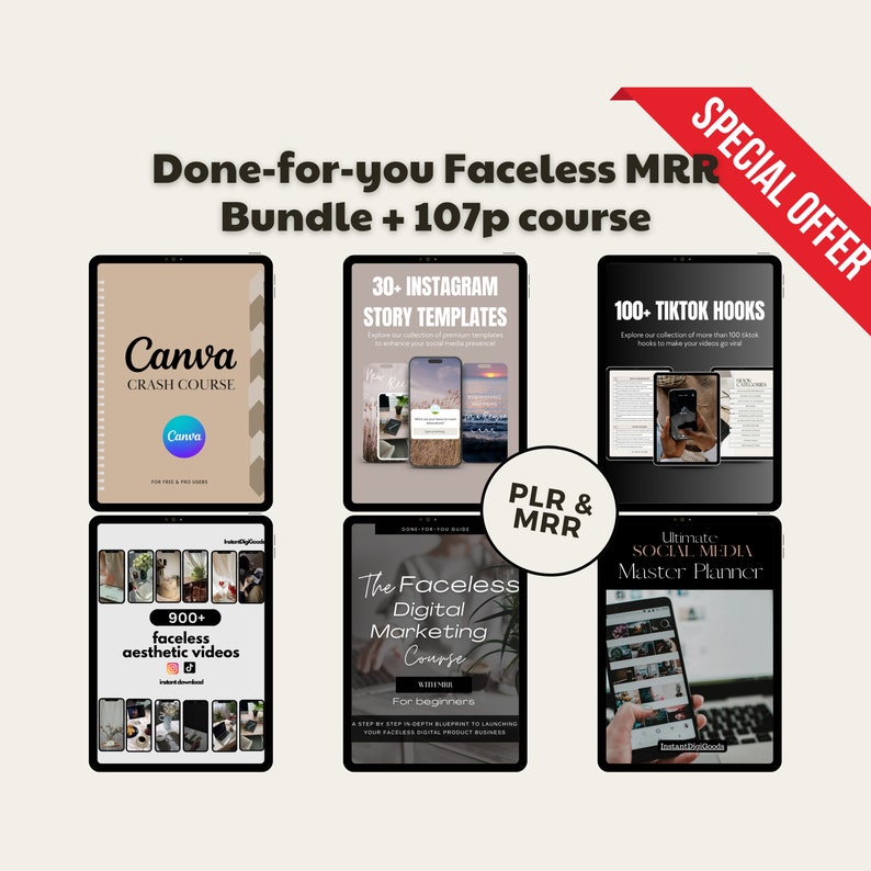 Faceless Entrepreneur Vault with resell rights with Private Label Rights Digital Marketing Bundle Faceless Digital Marketing Strategies