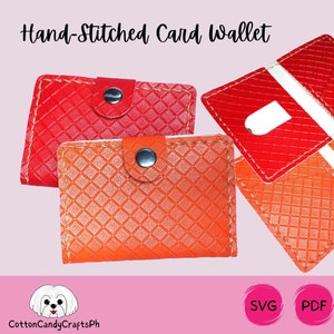 Patrón SVG de billetera para tarjetas cosida a mano / Plantilla para portatarjetas / Billetera de cuero sintético / Manualidades de cuero sintético para hacer uno mismo / Billetera para tarjetas plegable