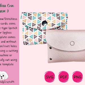 No-Sew Coin Purse | Stitchless Coin Purse SVG Template | No-Sew Card Wallet Template | Faux Leather Purse Template | Coin Wallet Coin Pouch