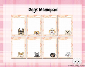 Dogs Notepads Memopads | Printable Notepads | Memo pads | Stationery | DIY Notepads | Printable Memo pads | Sticky Notes | Doglover Notepads