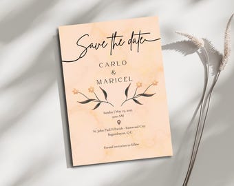 Plantilla para guardar la fecha de boda, descarga digital, plantilla para guardar la fecha imprimible, plantilla para guardar la fecha minimalista y sencilla, plantilla para guardar la fecha de boda hecha a mano