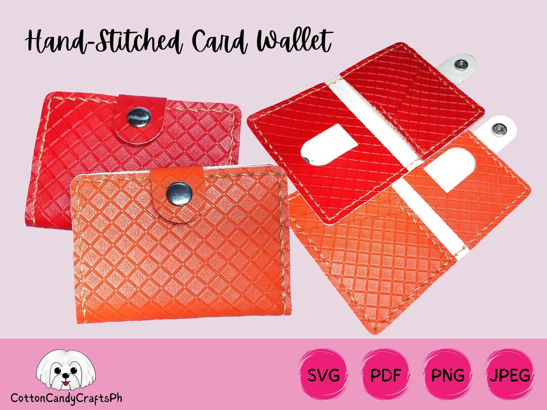 Hand-stitched Card Wallet SVG Pattern | Card Holder Template | Faux ...