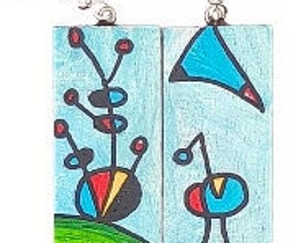 Joan Miró. Painted earrings inspired by Miró.