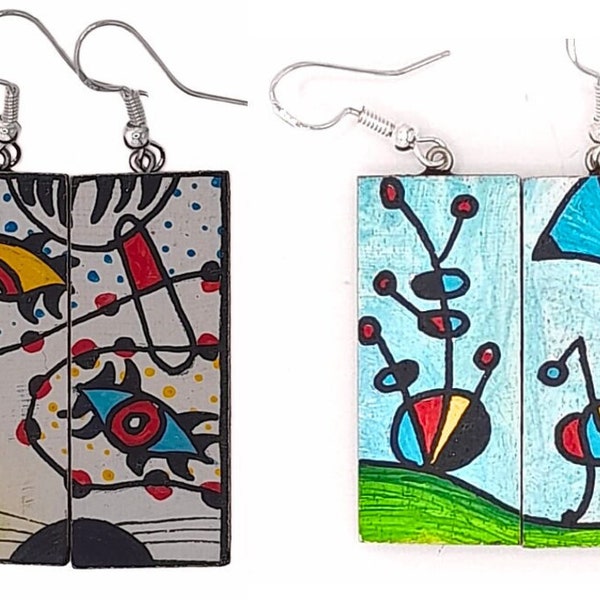 Joan Miro. Painted earrings inspired by Miró.