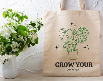 Grow your own way | Graphic Tote bag | Natural and black plant printed cotton bag | eco-friendly | Plant tote bag | Fleetwood Mac