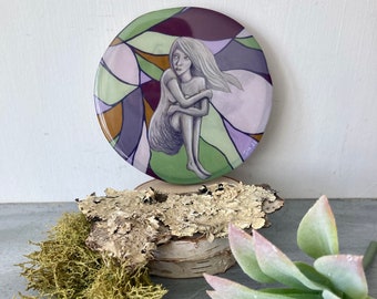 Soul Searcher, gift for her, graduation gift, mounted print, boho art, unique home decor, shellieartist, resin, wood slice art