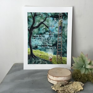 Forever Young, baby boy, shower gift, bob dylan lyrics, little boy nursery, new baby, stars, 8.5 x 11 Archival Reproduction Print