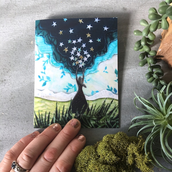 Star card, illustrated card, born to shine, greeting card, snail mail, glossy finish, shellieartist, blank card, card for her