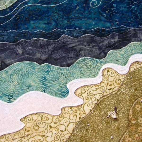 Se sentía pequeña pero viva, olas de playa, océano, cielo grande, mar soñador, Impresión de reproducción de archivo 8.5 x 11