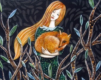 Fox art print, baby shower gift, orange fox, red head, gift for her, woodland nursery, forest friend, shellieartist, art print, wall art