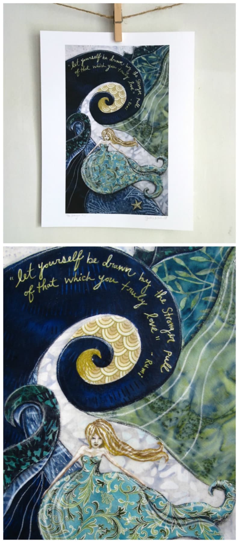 Mermaid art Rumi quote beach decor gift for her mermaid image 0