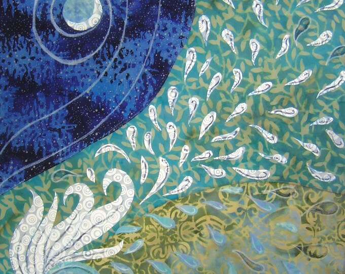 Petals in the Wind Original Fabric on Wood Art Etsy