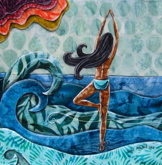 Yoga Pose Strand Dekor Ozean Kunst Ihr Glucklicher Ort Etsy