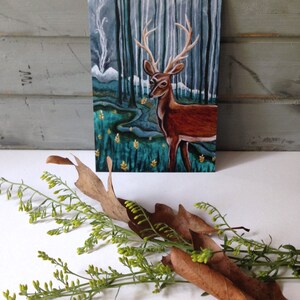 Smoke Signals, blank post card, deer buck, forest woodland wild adventure, glossy finish 4 x 6 image 3