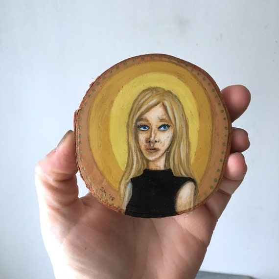 Small Portrait Blonde Hair Girl Face Gift For Her Unique Etsy