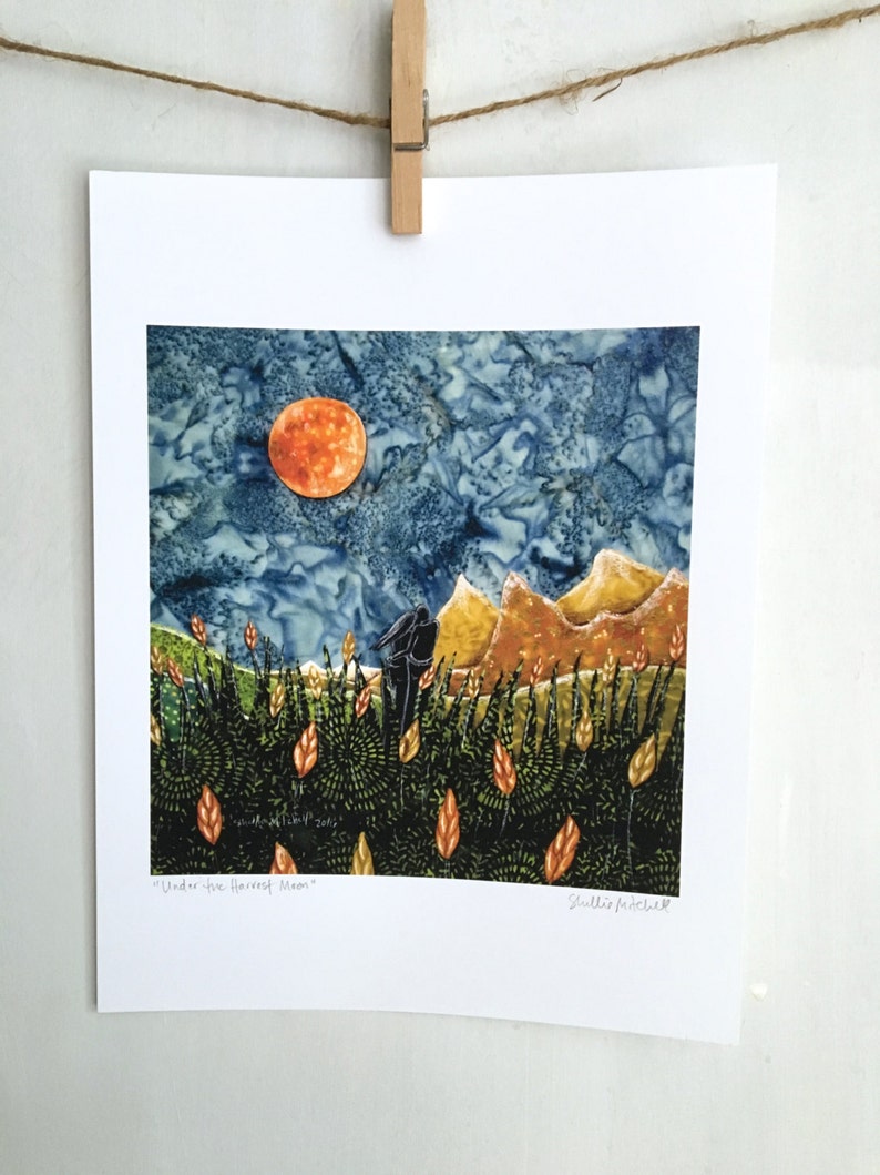 Harvest Moon, fall decor, wedding gift, autumn landscape, anniversary gift, full moon, engagement gift, 8.5 x 11 Archival Print image 2