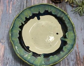 Blue and green tall bowl, ceramic bowl, boho kitchenware, decorative bowl, shellieartist, hand built pottery, hand built bowl