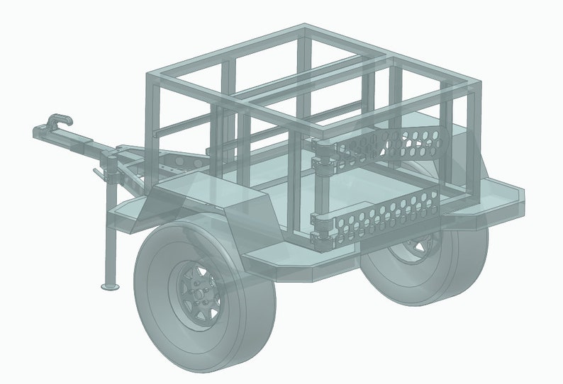 Offroad trailer camper frame , DXF, STP, 3D image 2