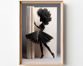 Looking Back Original, Digital Download, Black Woman Portrait, AI Art, Printable Wall Art, Modern Wall Decor. GPT4